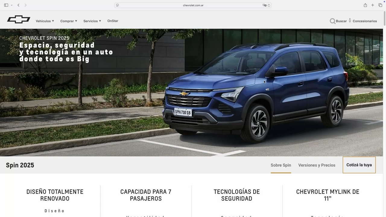Spin Argentina product website walk-through